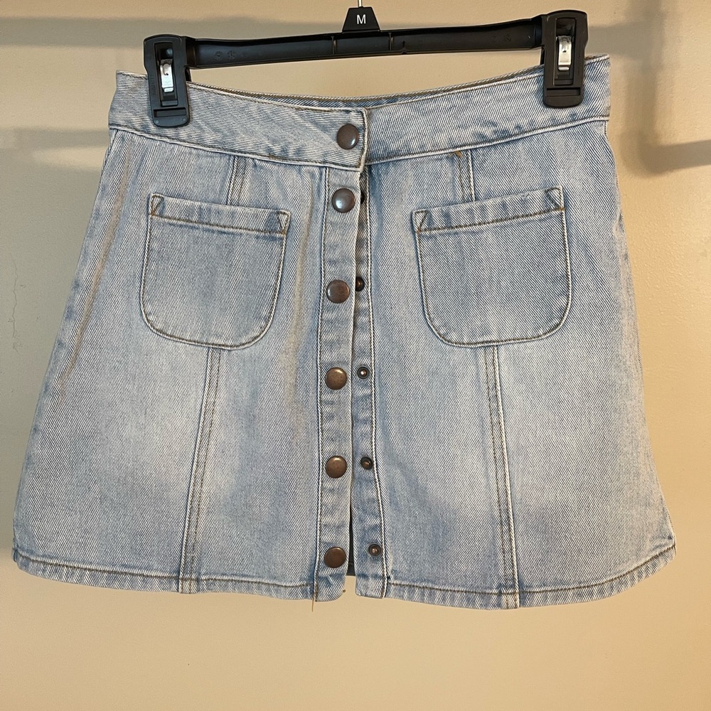 PacSun Light Blue Denim A-Line Skirt